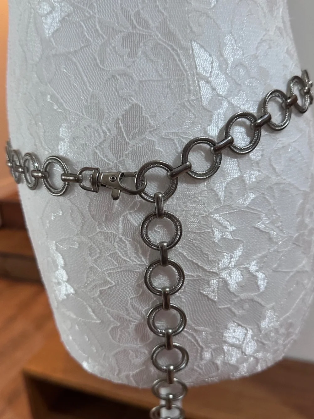Silver chain belt